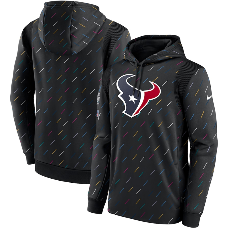 Men's Houston Texans 2021 Charcoal Crucial Catch Therma Pullover Hoodie